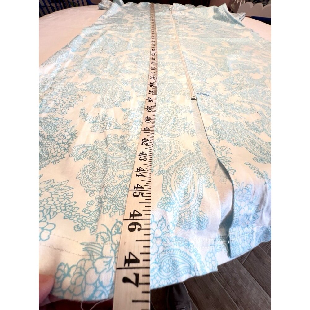 MISS ELAINE Sz XL Zip Front House Dress Robe Blue White Pockets Housecoat Lounge - Picture 10 of 13